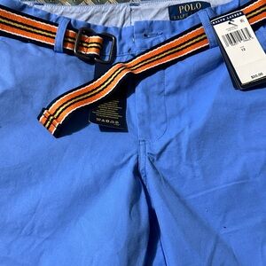 Polo by Ralph Lauren Blue Shorts with Orange Striped Belt